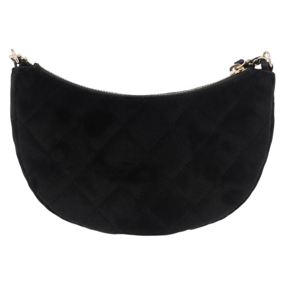 CHANEL Matelasse Chain Shoulder Bag Velor Black Gold CC Auth 186258SM