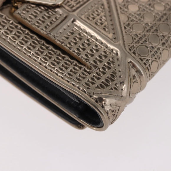 Christian Dior Diorama Portemonnee Leer Champagne Goud Auth 186259M