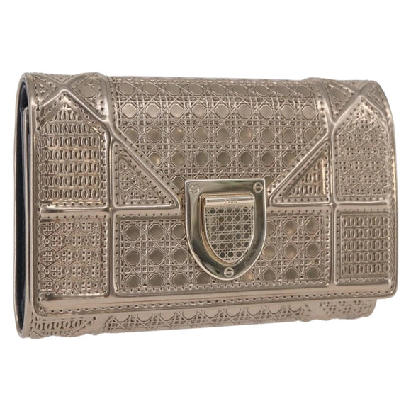 Christian Dior Diorama Portemonnee Leer Champagne Goud Auth 186259M
