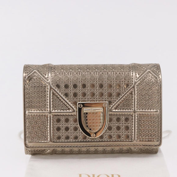 Christian Dior Diorama Portemonnee Leer Champagne Goud Auth 186259M