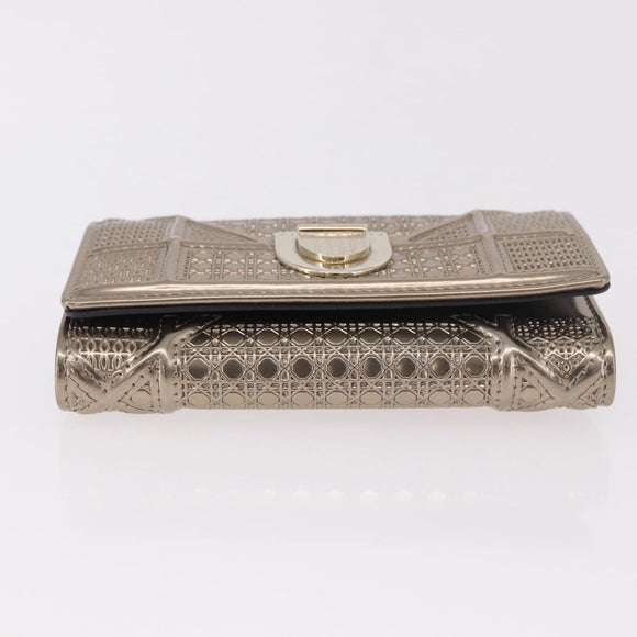 Christian Dior Diorama Portemonnee Leer Champagne Goud Auth 186259M