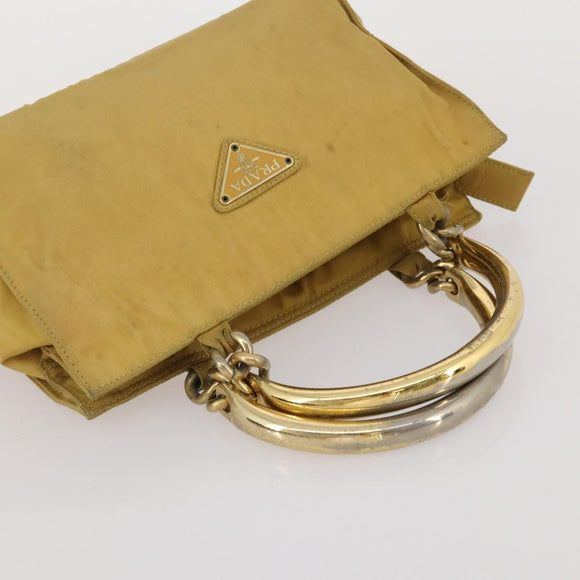 PRADA Hand Bag Nylon 2 Set Black Yellow Auth 186260