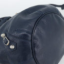 BALENCIAGA Giant Mini Pom Pom Hand Bag Leather 2way Navy Silver Auth 186261SM-16