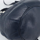 BALENCIAGA Giant Mini Pom Pom Hand Bag Leather 2way Navy Silver Auth 186261SM-18