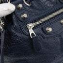 BALENCIAGA Giant Mini Pom Pom Hand Bag Leather 2way Navy Silver Auth 186261SM-19