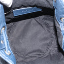 BALENCIAGA Giant Mini Pom Pom Hand Bag Leather 2way Navy Silver Auth 186261SM-10