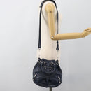BALENCIAGA Giant Mini Pom Pom Hand Bag Leather 2way Navy Silver Auth 186261SM-28