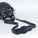 BALENCIAGA Giant Mini Pom Pom Hand Bag Leather 2way Navy Silver Auth 186261SM-8