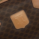 CELINE Macadam Canvas Boston Bag PVC Leather Brown Gold Auth 186262A-16