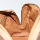 CELINE Macadam Canvas Boston Bag PVC Leather Brown Gold Auth 186262A-19