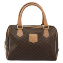 CELINE Macadam Canvas Boston Bag PVC Leather Brown Gold Auth 186262A-2