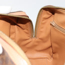 CELINE Macadam Canvas Boston Bag PVC Leather Brown Gold Auth 186262A-20