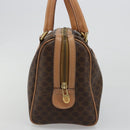 CELINE Macadam Canvas Boston Bag PVC Leather Brown Gold Auth 186262A-5