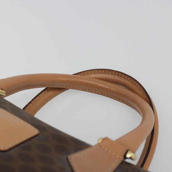 CELINE Macadam Canvas Boston Bag PVC Leather Brown Gold Auth 186262A