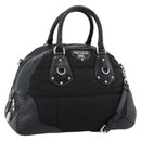 PRADA Hand Bag Leather 2way Black Silver Auth 186264A-1