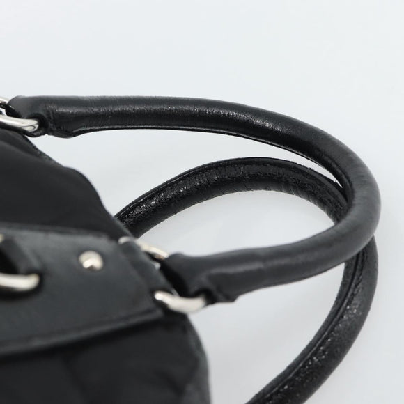 PRADA Hand Bag Leather 2way Black Silver Auth 186264A