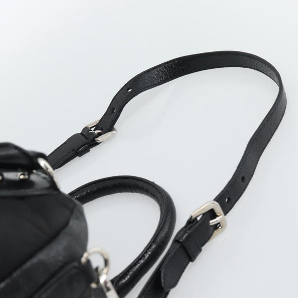 PRADA Hand Bag Leather 2way Black Silver Auth 186264A
