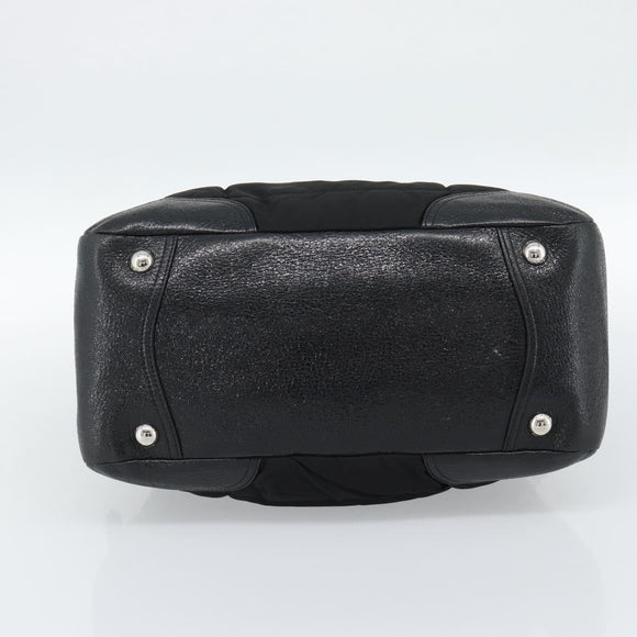 PRADA Hand Bag Leather 2way Black Silver Auth 186264A
