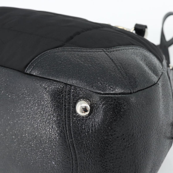 PRADA Hand Bag Leather 2way Black Silver Auth 186264A