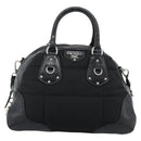 PRADA Hand Bag Leather 2way Black Silver Auth 186264A-13