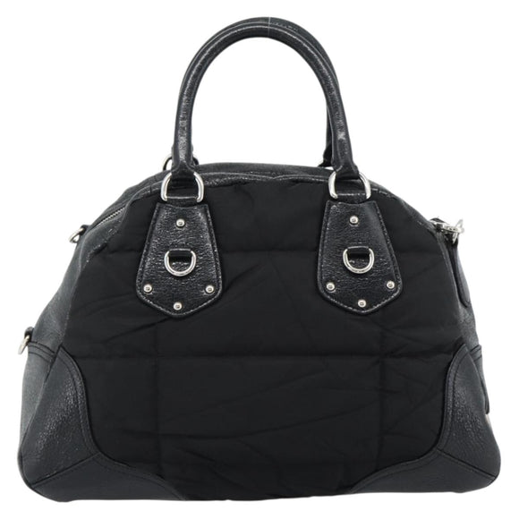 PRADA Hand Bag Leather 2way Black Silver Auth 186264A