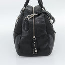 PRADA Hand Bag Leather 2way Black Silver Auth 186264A-3