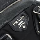 PRADA Hand Bag Leather 2way Black Silver Auth 186264A-14