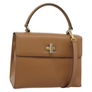 CELINE Hand Bag Leather 2way Beige Gold Auth 186265-1