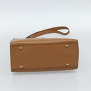 CELINE Hand Bag Leather 2way Beige Gold Auth 186265-5