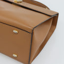 CELINE Hand Bag Leather 2way Beige Gold Auth 186265-9