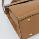 CELINE Hand Bag Leather 2way Beige Gold Auth 186265-16