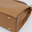 CELINE Hand Bag Leather 2way Beige Gold Auth 186265-17