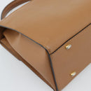 CELINE Hand Bag Leather 2way Beige Gold Auth 186265-18