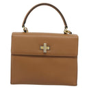CELINE Hand Bag Leather 2way Beige Gold Auth 186265-13