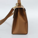 CELINE Hand Bag Leather 2way Beige Gold Auth 186265-4
