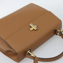CELINE Hand Bag Leather 2way Beige Gold Auth 186265-6