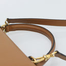 CELINE Hand Bag Leather 2way Beige Gold Auth 186265-14