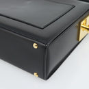 CELINE Hand Bag Leather Black Gold Auth 186268V-8