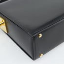 CELINE Hand Bag Leather Black Gold Auth 186268V-17