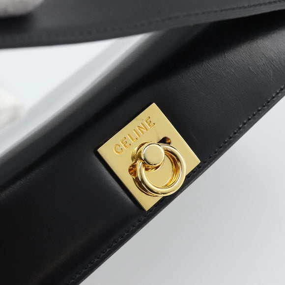 CELINE Hand Bag Leather Black Gold Auth 186268V