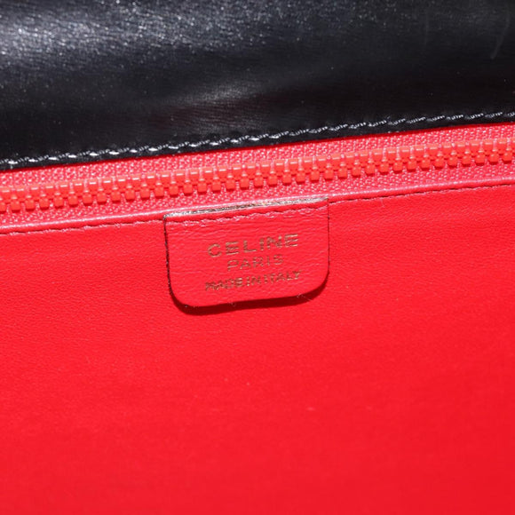 CELINE Hand Bag Leather Black Gold Auth 186268V
