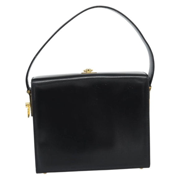 CELINE Hand Bag Leather Black Gold Auth 186268V
