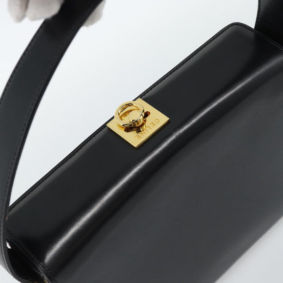 CELINE Hand Bag Leather Black Gold Auth 186268V