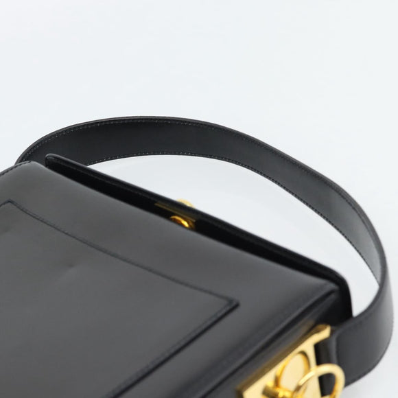 CELINE Hand Bag Leather Black Gold Auth 186268V