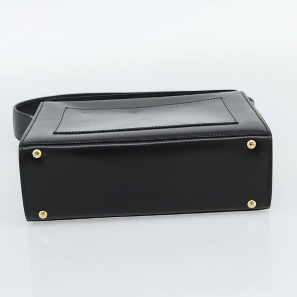 CELINE Hand Bag Leather Black Gold Auth 186268V