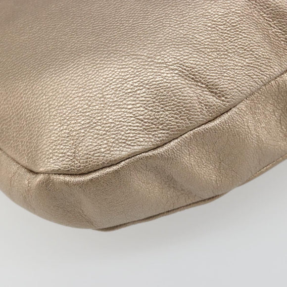 Salvatore Ferragamo Vala Shoulder Bag Leather Champagne Gold Gold Auth 186269A