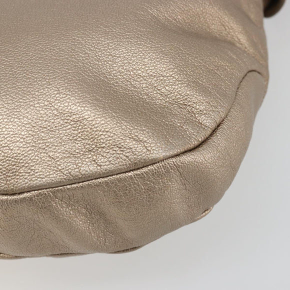 Salvatore Ferragamo Vala Shoulder Bag Leather Champagne Gold Gold Auth 186269A