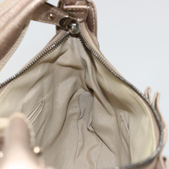 Salvatore Ferragamo Vala Shoulder Bag Leather Champagne Gold Gold Auth 186269A