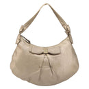 Salvatore Ferragamo Vala Shoulder Bag Leather Champagne Gold Gold Auth 186269A-13