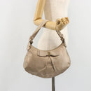 Salvatore Ferragamo Vala Shoulder Bag Leather Champagne Gold Gold Auth 186269A-23